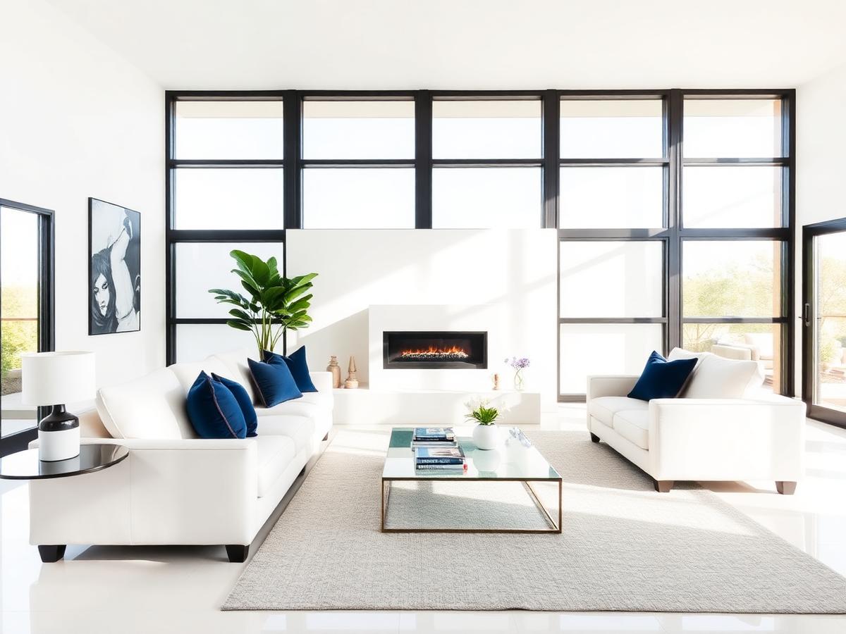 Bright pristine modern living room